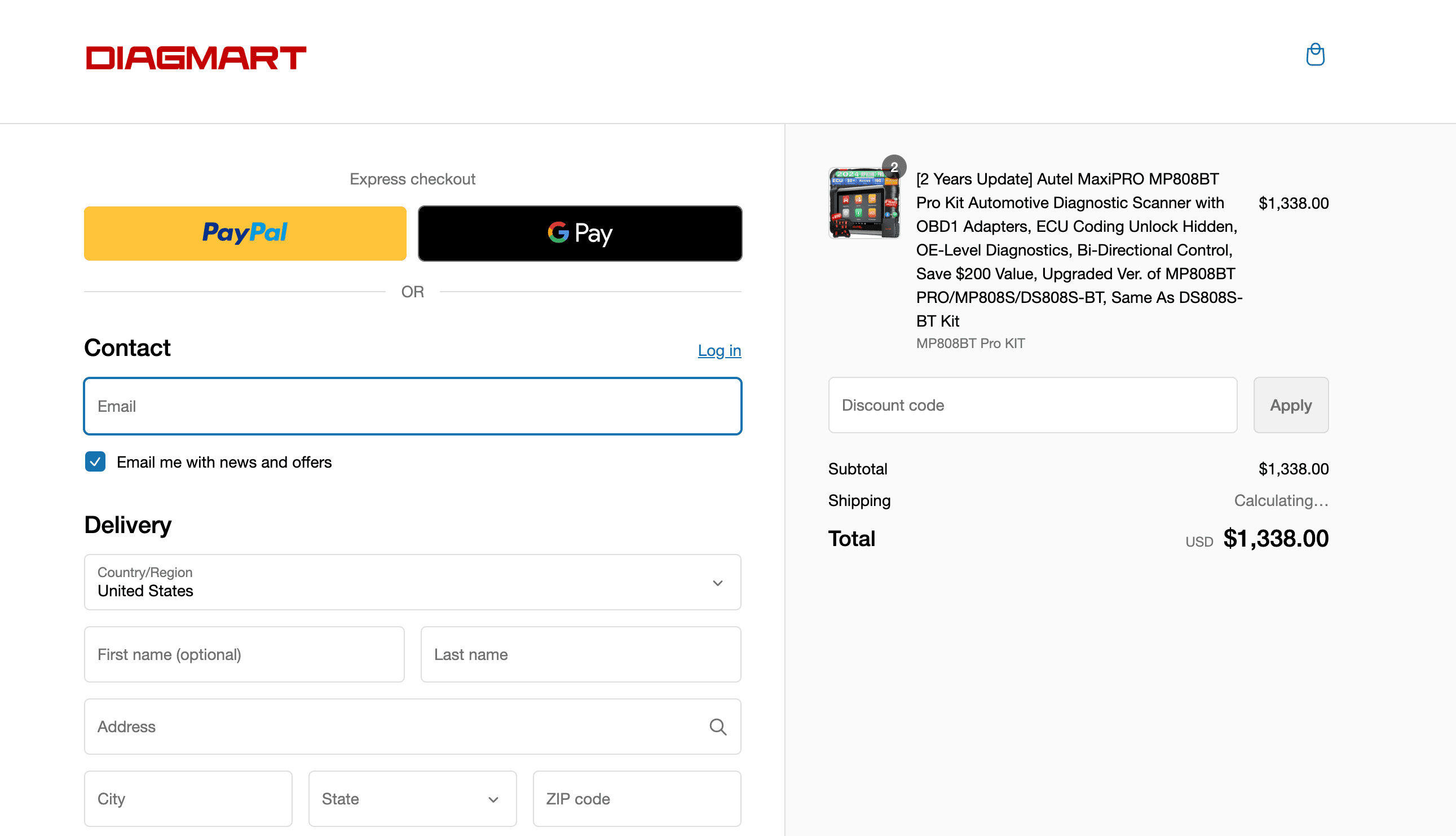 How to apply Diagmart coupon code